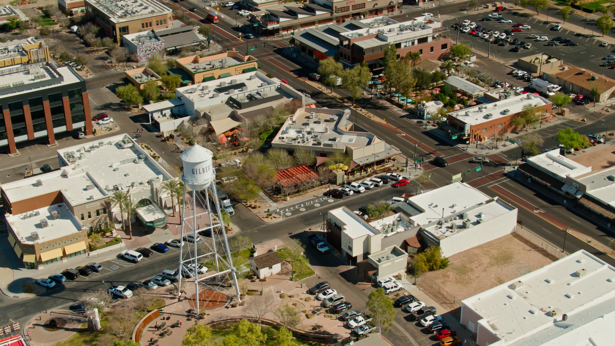 Aerial view of urban community — target market for Waterloo supermarket project